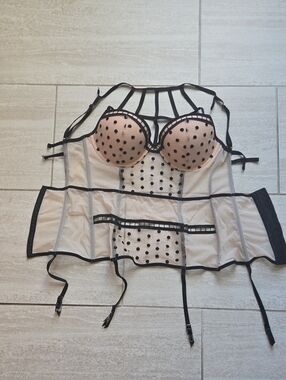 Victoria's Secret Pink and Black Polka Dot Bustier